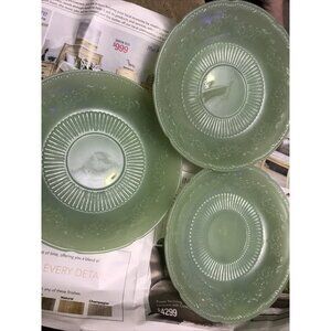 3 X Vintage Fire King Jadeite Green Alice Saucer Plate 6"